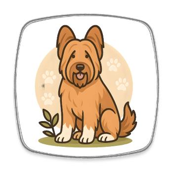 Cute Briard Dog with Paw Pattern - Square fridge magnet - white - Front