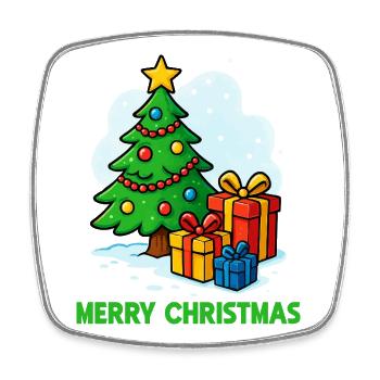 Sapin de Noël avec cadeaux - Magnet carré - blanc - Devant