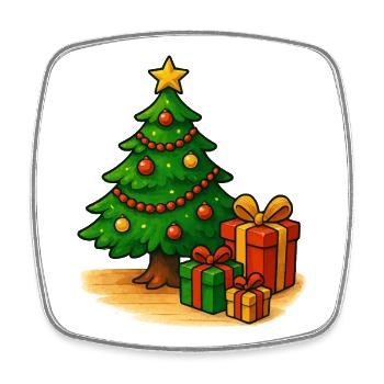 Christmas Tree with Gifts Pattern - Square fridge magnet - white - Front