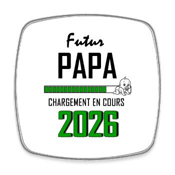 Future DAD Countdown 2026 Baby Green - Square fridge magnet - white - Front