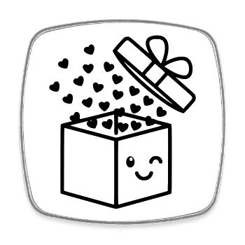 Geschenk voller Liebe | Süße Box mit Herzen - Viereckiger Kühlschrankmagnet - Weiß - Vorne