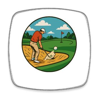 Lustiger Golf Swing Golfer Golfplatz Golf spielen - Viereckiger Kühlschrankmagnet - Weiß - Vorne