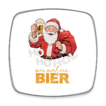 Ho ho Hol mir mal ein Bier Weihnachtsmann - Viereckiger Kühlschrankmagnet - Weiß - Vorne