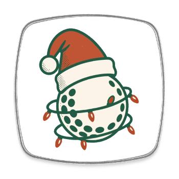 Funny Golf Ball Christmas Santa Hat Design - Square fridge magnet - white - Front