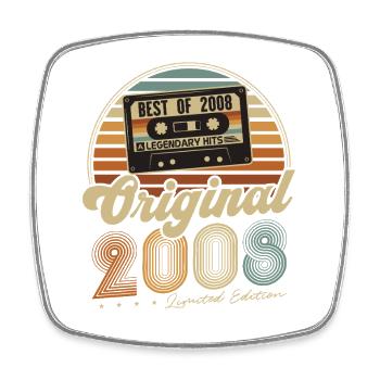 Original 2008 Vintage Birthday Gift Retro - Square fridge magnet - white - Front