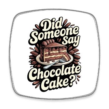 Chocolate cake - Square fridge magnet - white - Front