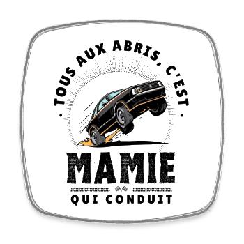 Alle Tierheime Granny Drives - Humor Driving - Viereckiger Kühlschrankmagnet - Weiß - Vorne