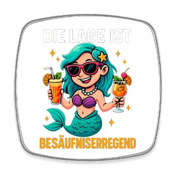 Die Lage Ist Besäufniserregend Meerjungfrau - Viereckiger Kühlschrankmagnet - Weiß - Vorne
