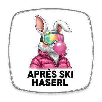 Apres Ski Haserl Pink Hase - Viereckiger Kühlschrankmagnet - Weiß - Vorne