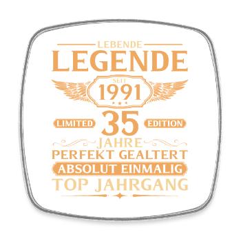 1991 Vintage Living Legend - 35th Birthday - Square fridge magnet - white - Front