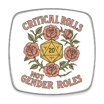 Roses and D20 Defy Gender Roles - Square fridge magnet - white - Front