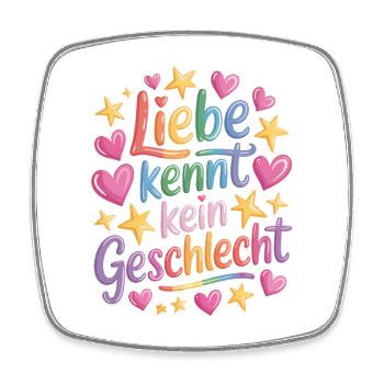 Love Knows No Gender Rainbow LGBTQ Pride - Square fridge magnet - white - Front