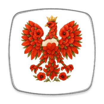 Polish Eagle Made of Red Poppies - Square fridge magnet - white - Front