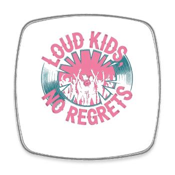 Loud Kids No Regrets Punk Rock Music - Viereckiger Kühlschrankmagnet - Weiß - Vorne