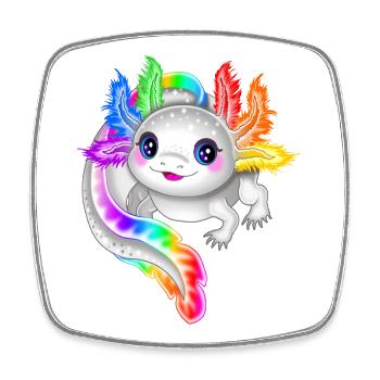Regenbogen bunter Axolotl - Viereckiger Kühlschrankmagnet - Weiß - Vorne