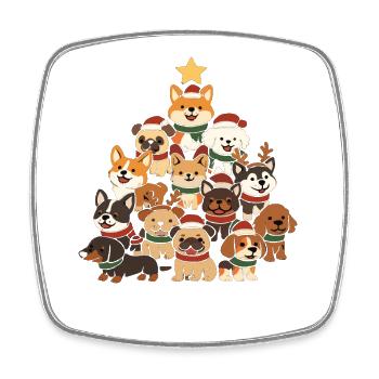 Christmas tree made of dogs – Funny Xmas - Square fridge magnet - white - Front