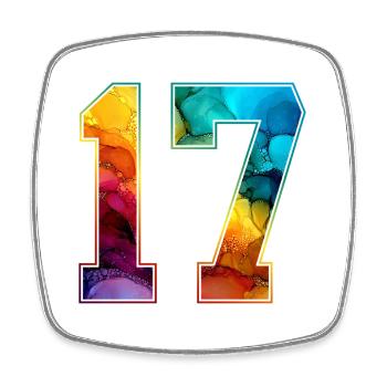 NR. 17 NUMMER 17 COLLEGE 17. GEBURTSTAG - Viereckiger Kühlschrankmagnet - Weiß - Vorne