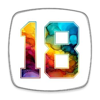 NO. 18 NUMBER 18 COLLEGE 18TH BIRTHDAY - Square fridge magnet - white - Front