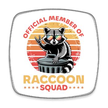 Funny Raccoon - Viereckiger Kühlschrankmagnet - Weiß - Vorne