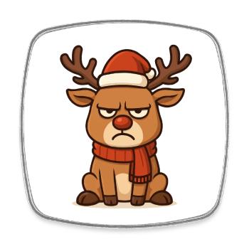 Grim Reindeer with Christmas Scarf - Square fridge magnet - white - Front