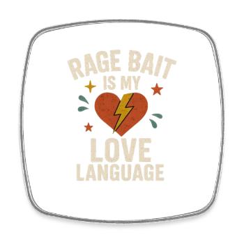 Rage Bait Love Language, Funny Saying  - Square fridge magnet - white - Front