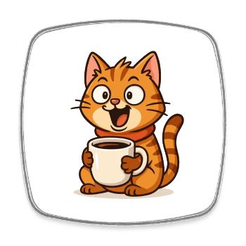 Café Chat Moment de Bonheur - Magnet carré - blanc - Devant