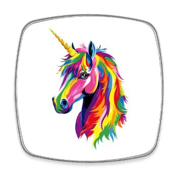 Licorne Poney Cavalier Chevaux Équitation Licornes - Magnet carré - blanc - Devant
