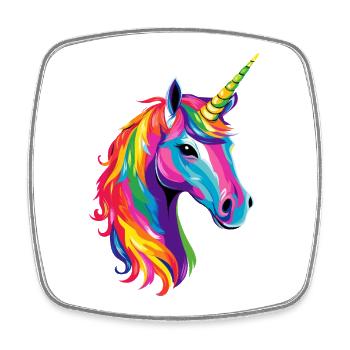 Licorne Poney Cavalier Chevaux Équitation Licornes - Magnet carré - blanc - Devant