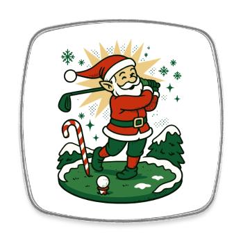 Santa Claus Golfing Christmas Fun Holiday - Square fridge magnet - white - Front