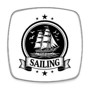 Sailing Sailing Ship Maritim Ahoy - Square fridge magnet - white - Front