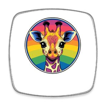 Regenbogen-Giraffenporträt - Viereckiger Kühlschrankmagnet - Weiß - Vorne