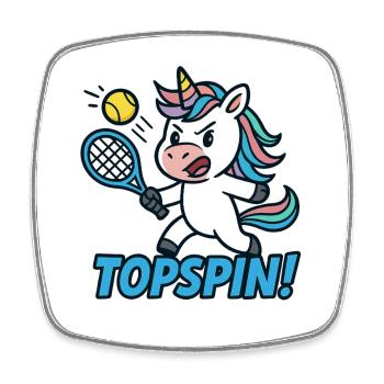 Topspin! Unicorn Tennis Humor Power - Square fridge magnet - white - Front