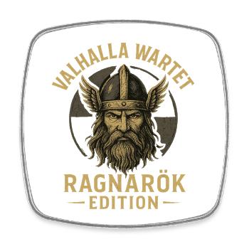 Valhalla Wartet Ragnarök Edition Wikinger Krieger - Viereckiger Kühlschrankmagnet - Weiß - Vorne