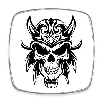 Stilisierter Totenkopf im Tribal-Look - Viereckiger Kühlschrankmagnet - Weiß - Vorne