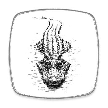 Schwimmendes Croc - Viereckiger Kühlschrankmagnet - Weiß - Vorne
