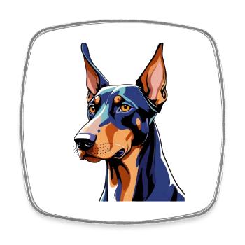 Popart Doberman Portrait - Square fridge magnet - white - Front
