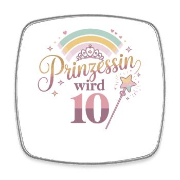 Prinzessin wird 10 – Regenbogenzauber - Viereckiger Kühlschrankmagnet - Weiß - Vorne