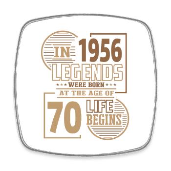 Geburtstag 1956 Legenden Retro Leben beginnt - Viereckiger Kühlschrankmagnet - Weiß - Vorne