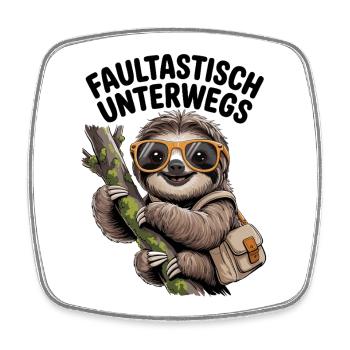 Faultastisch unterwegs mit Faultier und Humor  - Viereckiger Kühlschrankmagnet - Weiß - Vorne