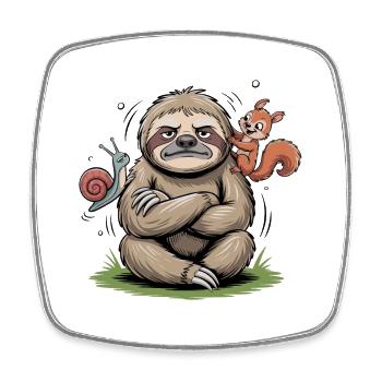 Confident sloth with companion friends - Square fridge magnet - white - Front