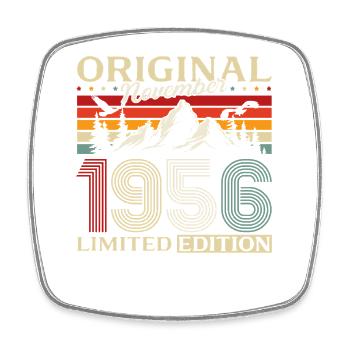 70. Geburtstag Original November Jahrgang 1956 - Viereckiger Kühlschrankmagnet - Weiß - Vorne