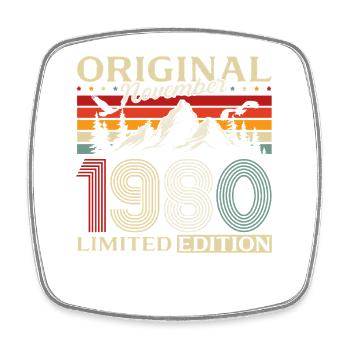 45. Geburtstag Original November Jahrgang 1980 - Viereckiger Kühlschrankmagnet - Weiß - Vorne