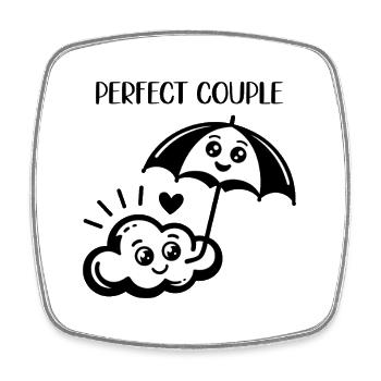 Smiling Cloud And Umbrella Friends Illustration - Viereckiger Kühlschrankmagnet - Weiß - Vorne