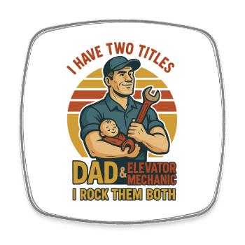 Funny Elevator Inspector Dad And Elevator Mechanic - Square fridge magnet - white - Front