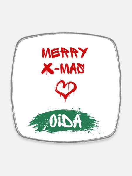 Xmas, Oida - Square fridge magnet - white