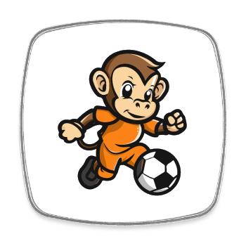 Affe Comic Fußball - Viereckiger Kühlschrankmagnet - Weiß - Vorne