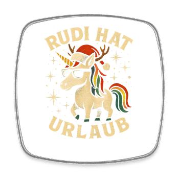 Weihnachten Spruch Humor Einhorn Lustig Rentier - Viereckiger Kühlschrankmagnet - Weiß - Vorne