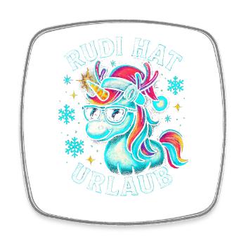 Weihnachten Spruch Humor Einhorn Lustig Rentier - Viereckiger Kühlschrankmagnet - Weiß - Vorne