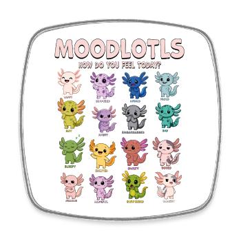 Moodlotls Axolotl Emotions Chart Cute Kawaii - Square fridge magnet - white - Front