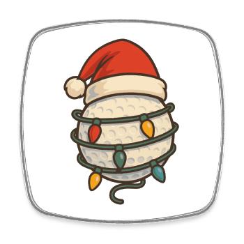Christmas Golf Ball Santa Hat Lights Fun - Square fridge magnet - white - Front